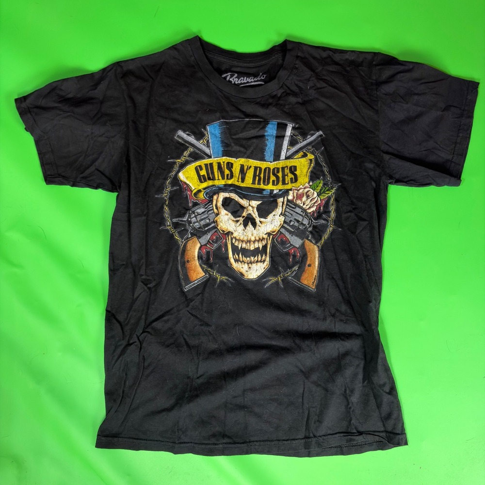 Bravado Guns N Roses T-Shirt Mens Medium Black Graphic Skull Rock‎ Band Tee